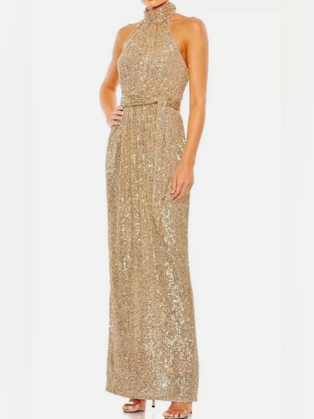 Gold Halter Sequin Evening Dress size 8